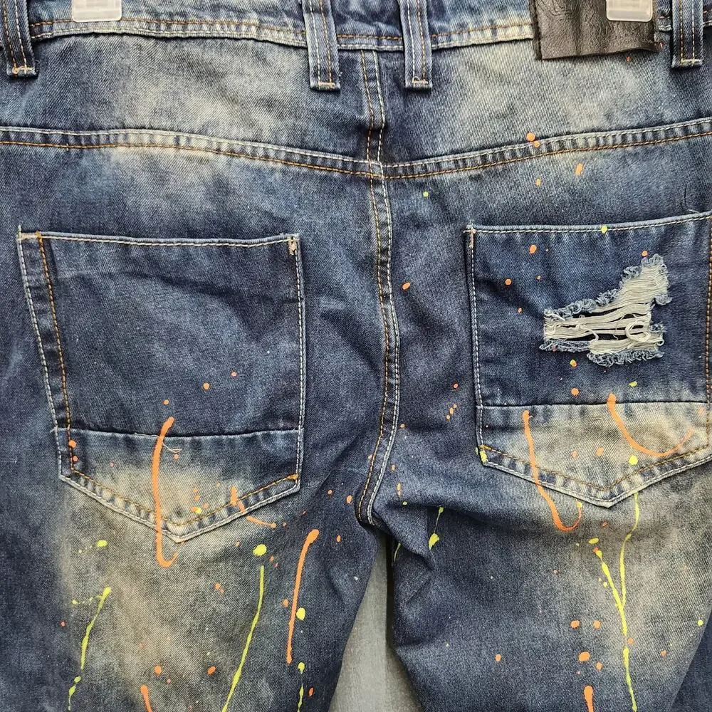 Switch Remarkable Paint Splatter Distressed Denim shorts 36